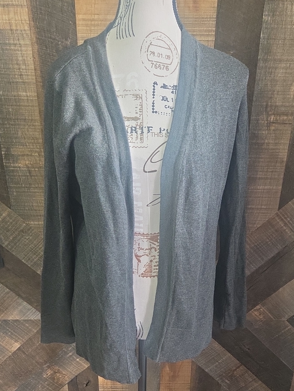 Open-Front Charcoal Gray Women's Cardigan Sweater